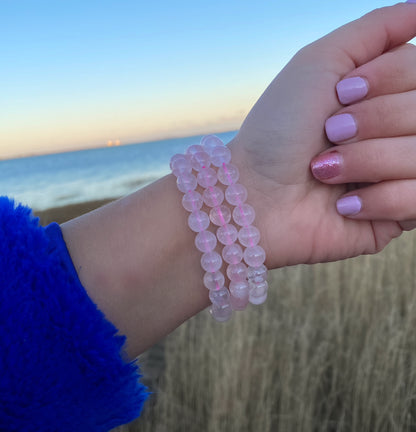 Beaded rose quartz bracelet